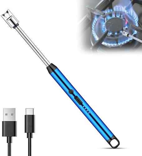 GLUN® Rechargeable Plasma Arc Lighter, USB Rechargeable, Flexible Neck Flameless Grill with LED Indicator, Candle, Gas & Bonfire Light up Lighter with Safety Lock
