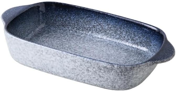 Casserole Dish 700ML Cheese Baked Rice Tray Household Ceramic Baking Oven Microwave Kitchen Utensils(Blue)