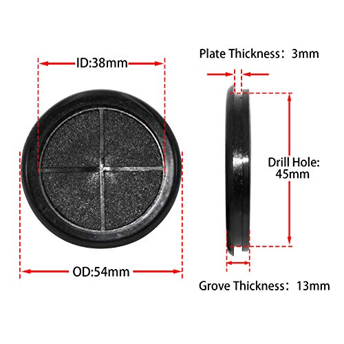 Flyshop Black 45Mm 1-3/4" Rubber Grommet, 38Mm 1-1/2" Id, Hole Grommets Synthetic Rubber Plug Wire Protection Firewall Hole Plug, Round, One-Sided, 4-Pack #TOP1