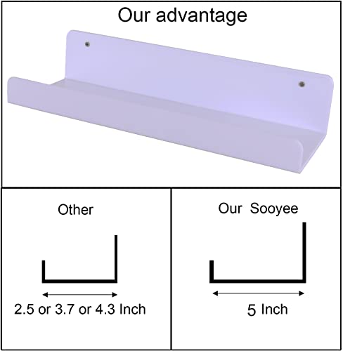 Sooyee 6 Pack White Floating Shelves,15 Inch Acrylic Shelves Floating Bookshelf,Display Shelf, Invisible Picture Ledge Wall Mounted Shelves #TOP4