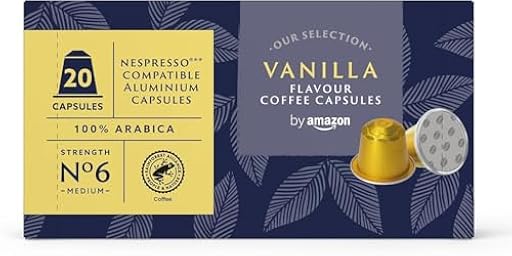 by Amazon Cápsulas de Aluminio de Café Sabor Vainilla Compatibles con Nespresso, 20 Unidades (1 Paquete de 20), Certificadas por Rainforest Alliance | Ya disponible en tu tienda friki favorita! En mundofriki.es!