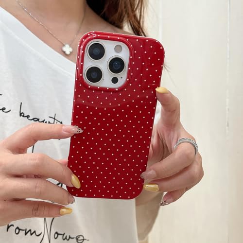 Vintage Red Polka Dot Phone Case for iPhone 15 Pro Max,Cute Retro Chic Trendy Boho Pattern Slim Soft Protective Girls Women Cover(Red White,i15ProMax 6.7in) by Reezaddin - Image 8