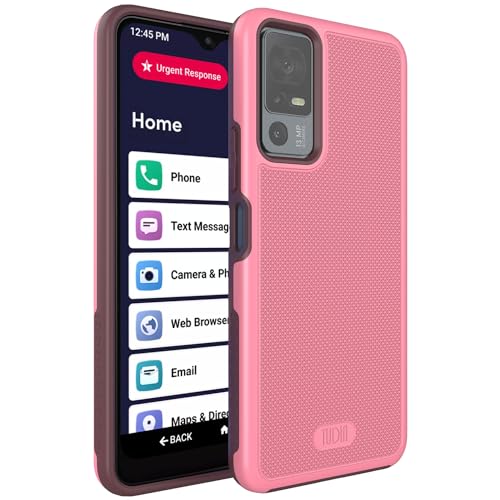 TUDIA MergeGrip for Jitterbug Smart 4 Case T608G [Military Grade Drop Tested] Shockproof Protection Slim Rugged Dual Layer Heavy Duty Phone Cases for Senior - Smokey Pink