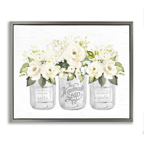 'White Roses Blooming Country Rustic Candle'| Floating Frame Canvas Art