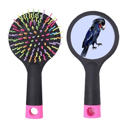 Brosse à cheveux démêlante motif perroquet bleu foncé anti-casse