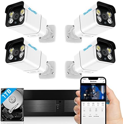 Poe Security Camera System, 4Pcs 2K IP Poe Camera, 8Channel 4K Nvr, NOAHTEC Home Security Camera System with 1TB Hard Drive, Floodlight, 2 Way Audio, Outdoor, Indoor, CCTV Surveillance Wired