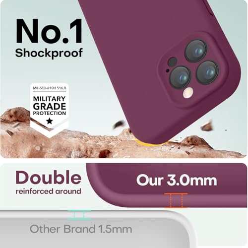 Image of LOVE 3000 Designed for iPhone 15 Pro Max Case, Premium Silicone with [Soft Anti-Scratch Microfiber Lining] Shockproof Protective Phone Case for Men Women Girls 6.7 inch, WineRed