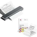 Phomemo M08F A4 Tragbarer Drucker Grau mit 100 Blatt Gefaltetem A4 Thermopapier, kabelloser Bluetooth Mobildrucker für Reisen, Auto, Büro und Zuhause