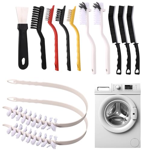 Lyreh 14 Piezas Kit de Cepillos para Lavadora, Cepillo para Grietas Lavadoras Carga Frontal Herramientas de Limpieza Rejillas Ventilación Desagües Sellos Goma y Espacios Reducidos