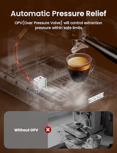 Image of Neretva Espresso Machine, 15 Bar Espresso Coffee Machine with Visible Pressure Guage Professional Espresso Maker with Milk Frother & Stainless Steel for Home Barista Latte and Cappuccino Maker-Silver