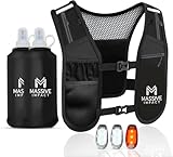 Running Vest with 2 Soft 500ml Water Bottles & 3 Rechargeable LED Lights - Reflective Running Vest for Women & Men, Lightweight Hydration Backpack for Marathon, Jogging & Hiking, Massive Impact