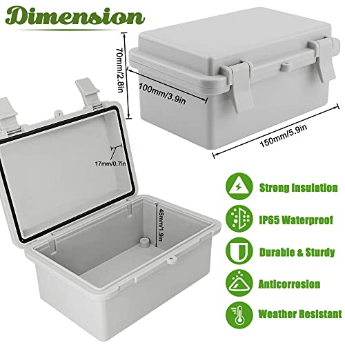 Sunnyglade Abs Plastic Dustproof Waterproof Ip65 Junction Box Universal Durable Electrical Project Enclosure With Lock (3.9"X5.9"X2.8") #TOP2