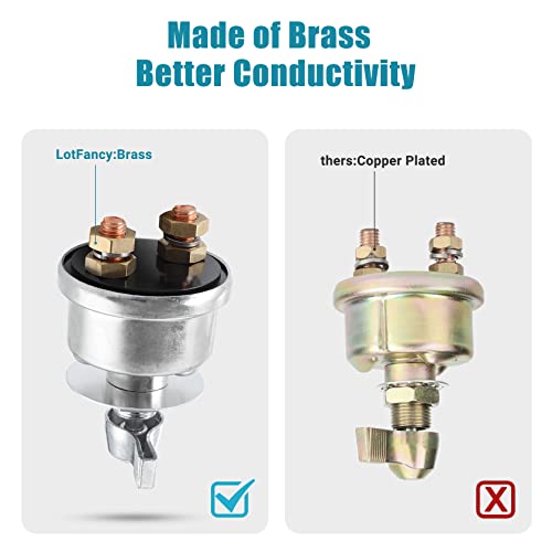 Pindex 12V-48V High Current Master Battery Disconnect Switch Kit,250A Continuous 1000A Intermittent Replacement Switch Power Spst Kill Cutoff With Copper Contacts #TOP7