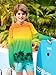 BesserBay Sun Protective Boys Rash Guard Hooded Swimming Shirt for Boys Thumb Holes Surfing Top Ombre Palm Tree 7-8 Years