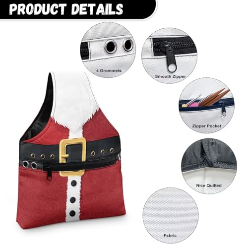 Image of KUIFORTI Christmas Santa Claus Knitting Yarn Bag Holiday Yarn Bags for Crocheting on The Go Crochet Storage for Women Girls at Home Travel Lightweight
