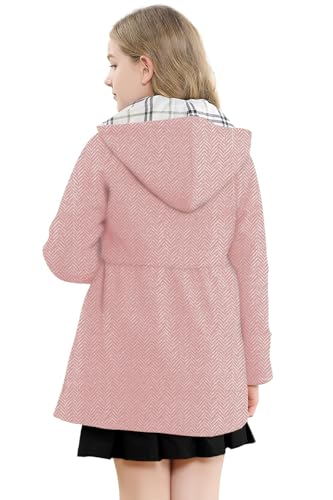 Image of Betusline Girls' Dress Coat, Kids Hoodie Wool Blend Coats Fall Winter Outerwear Peacoat,2-14 Years