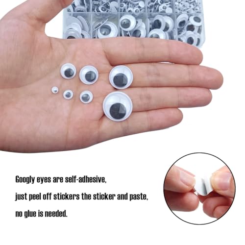 700psc wiggle googly eyes with self-adhesive4mm 6mm 8mm 10 mm 12mm 15mm 18mm mixed packaging