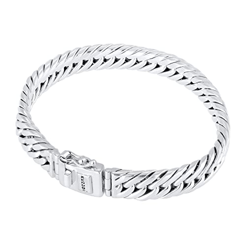 Kuzzoi 925 Sterling Silver Byzantine Bracelet For Men, Length 8,27 Inch, Width 0,39 Inch, 1.52 Oz #TOP1