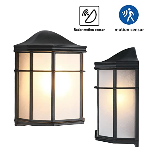 C Cattleya 2-Pack Matte Black Aluminum Outdoor Wall Lantern Sconce Front Porch Light Fixture With Motion Sensor Dusk To Dawn Led Radar Bulb For Front Porch Garage Patio Garden thumb #2