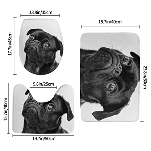 Tapis de bain contour couvercle toilette ensemble 3 pièces carlin noir