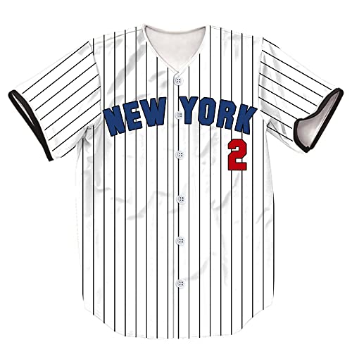 TIFIYA New York Jeter 2 Stripes Baseball Jersey NY Softball Shirts para homens/mulheres/jovens, T190