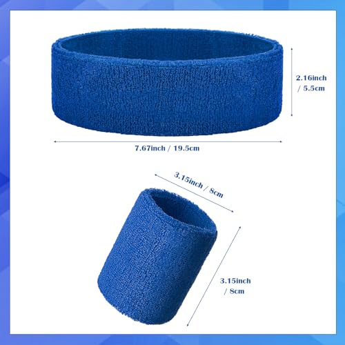 Image of 24 Pieces 80s Neon Sweatbands Set, Include 8 Sports Headbands and 16 Sweat Wristbands Elastic Athletic Tennis Sweat Bands Bulk for Man Woman