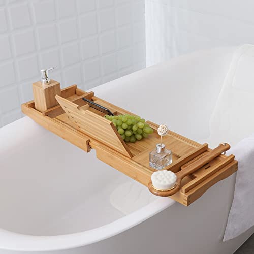 Soporte para libros de bañera con bandeja de madera resistente y elegante 4