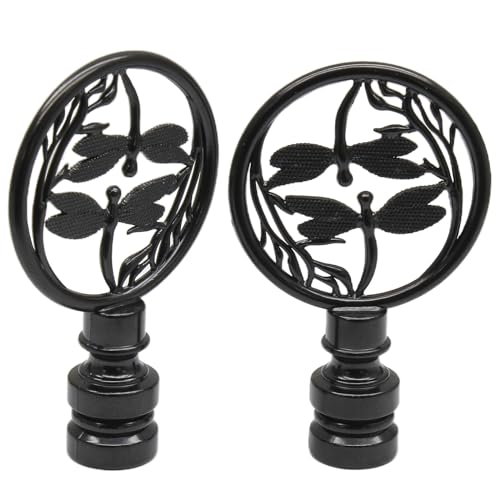 Biaungdo Double Dragonflies Lamp Finial, Black, 2 Pack