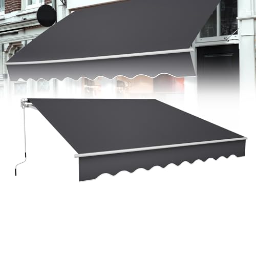Froadp Toldos Exterior Terraza Manual, Toldo Retráctil con Brazo Articulado y Manivela, Estructura de Aluminio, Pergolas de Pared para Exterior Balcón Jardín Terraza, 300x250cmm, Gris Oscuro