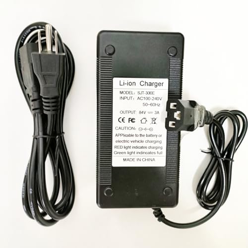 [Verified Fit] 84V 3A 3-Pin Plug for 72 Volt Lithium Battery Charger for 72V(20S) 12AH 20AH 30AH Li and More 84 Volt 3 Amp Max