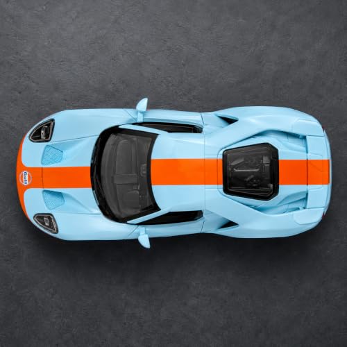 Image of Wizplex CCA 2017 Ford GT Gulf 1:64 Officially Licensed Premium Die Cast Metal Car in Acrylic Display Case - Openable Doors, Collectible Supercar Showpiece for Collectors & Kids 3+