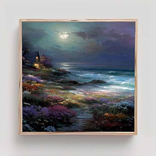 Flor Diamond Painting Adultos, Mar Cuadros de Diamantes, 5D Puzzle Diamantes Cuadros en Punto de Cruz Diamond Art Painting, Hobby Ccreativi Adulti, Regalo Donna, Decoración Pared Hogar 60x60cm gb6-t40
