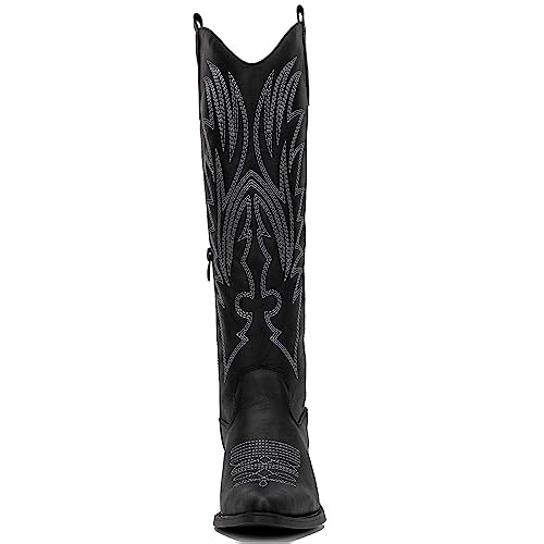 Image of GLOBALWIN Women's The Western Cowboy Cowgirl Embroidered Knee High Boots