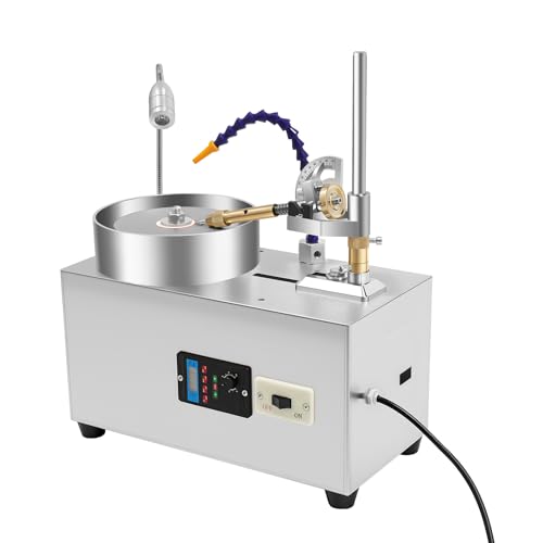 Gem Faceting Machine, Jade Grinding Cutting Polishing Machine 180w, 2800prm Angle Adjustment Jewelry Polisher W/Copper Wire Motor, Water Blocking Cover Electroplating Tools For Natural Gemstones