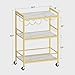 TUTOTAK Bar Cart - Serving Cart for Home - Microwave Cart, Drink Cart, Mobile Kitchen Shelf with Wine Rack and Glass Holder, Rolling Beverage Cart BC01BMG030