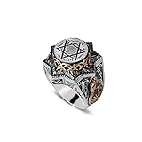 KsrModa 925 Sterling Silver Seal of Solomon Men Silver Ring, Handmade Engraved Star of David Ring, King Solomon Silver Ring, Gift for him