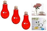  Vase Bouteille Bouteille en verre Lot de 3 12 cm de haut orange ampoule Table décorative Glass Vase bouteille plantes Terrarium Ampoule vintage verre