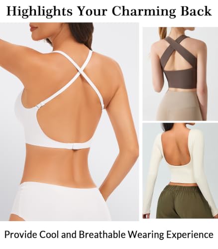 Image of Seamless Low Back Bra Wireless Smoothing Halter Convertible Bralette | Jelly Bras for Backless Dresses, Scoop Neck Padded Multiway Bra, Invisible No Show Thin Straps, Criss Cross Beauty Back