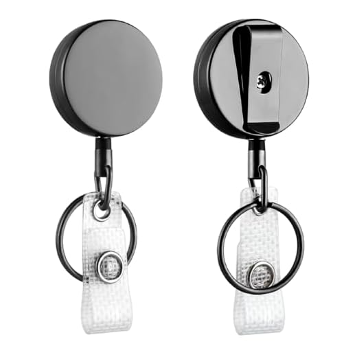 2 Pack Heavy Duty Retractable Badge Holder Reel, Will Well Metal ID Badge Holder with Belt Clip Key Ring for Name Card Keychain [All Metal Casing, 27.5" Steel Wire Cord, Reinforced Id Strap]