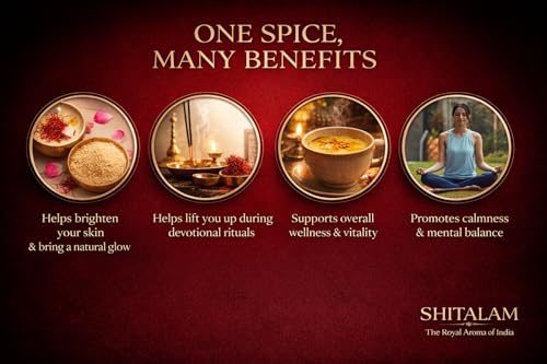Image of Shitalam Kashmiri Saffron (Kesar) 1gram Premium Grade A+ Long Red Threads, Pure Handpicked Original Mongra Kesar for Milk, Tea, Biryani, Sweets, Desserts & Skincare, 1g Pack