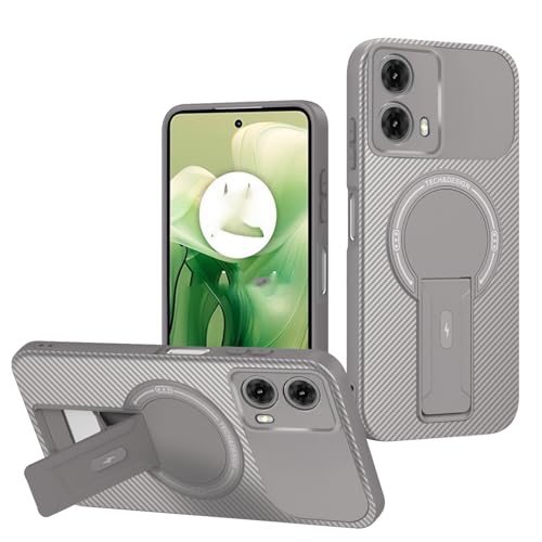 Case Compatible with Motorola Moto G24 / G04 / G04s / E14 Camera Protection Magnetic Kickstand Bracket 2 in 1【TPU+PC】 Drop Shockproof Gray