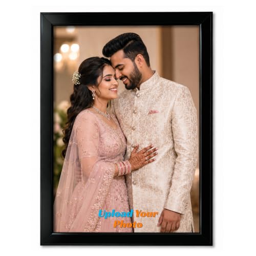 Image of Customized Wall Hanging Wooden Frame with Photo Upload, Personalized Single Photo Print Frame, Custom Gift for Anniversary, Birthday, Wedding, Couples (A4,A3 Size)