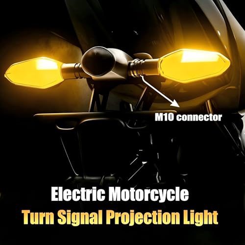 Culycey 2 PCS Motorcycle Turn Signals, M10 Motorbike Front Rear Led Lights with Projection Arrow, 3 Wire Motorcycles Blinkers, 27 DRL Light Modes (Yellow) by Culycey - Used condition - Image 3