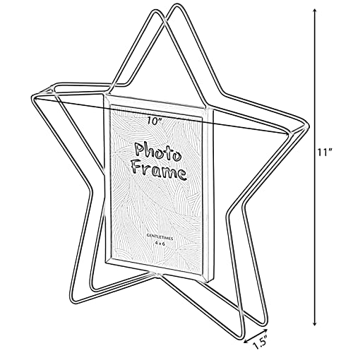 Modern Star Shape Black Metal Decor Photo Frame For Tabletop Display, 4" X 6" #TOP6