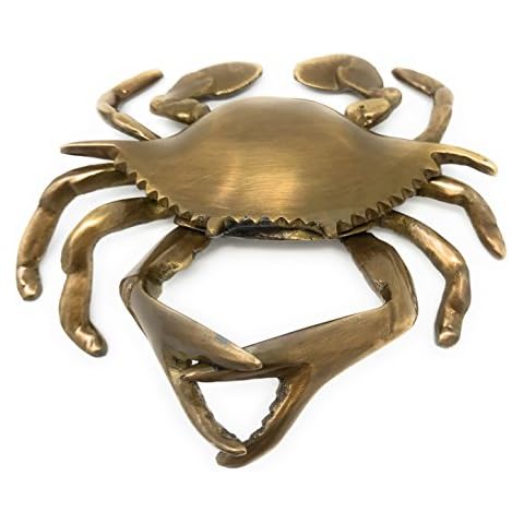Madison Bay Company Nautical Antiqued Brass Blue Crab Paperweight, 5.5 Inches Wide Cover