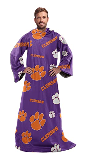 NORTHWEST NCAA Clemson Toss Silk Touch Comfy Throw with Sleeves 48