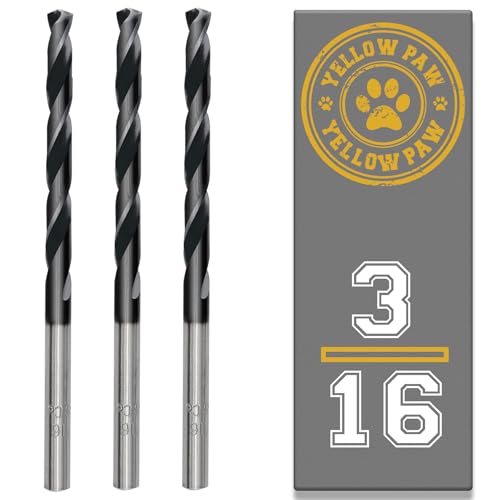3/16 Inch Drill Bit (3 Pack) Industrial Grade M35 Cobalt Titanium Aluminum Nitrite - 3/16 Diameter & Total Length of 3-1/2 with Working Length of 2-5/16 Easily Drill Into Metal Steel & Aluminum