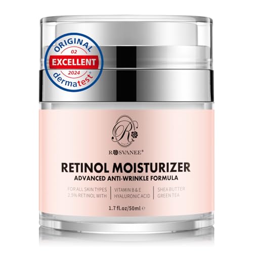 ROSVANEE Retinol Moisturizer Dermatologist Tested Anti Aging Cream for Face, Neck and Eye with 2.5% Retinol, Hyaluronic Acid and Vitamins E & B5, Anti Wrinkle Deep Hydration Cream for Men & Women