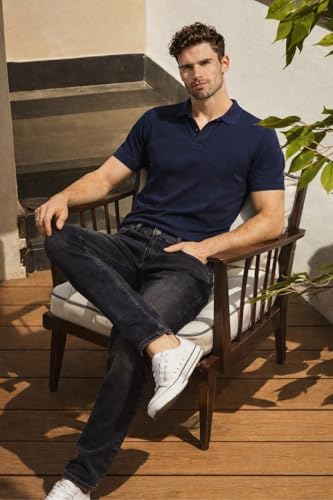 Image of Louis Philippe Men's Slim Fit Stretch Fabric for Comfort Premium Wash Aesthetic Authentic Twill and Durable Jeans
