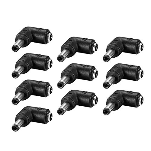 uxcell 10 adaptadores DC Power conector ángulo 90° 5.5x2.5 mm a 5.5x2.1 mm miniatura 1